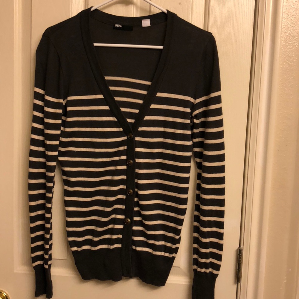 Gray striped cardigan